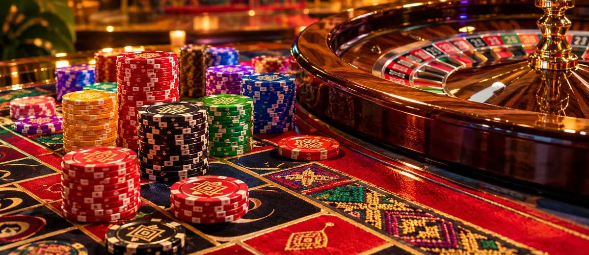Ilustrasi roulette table and casino chips — panduan Blanja4d Link Alternatif Blanja4d
